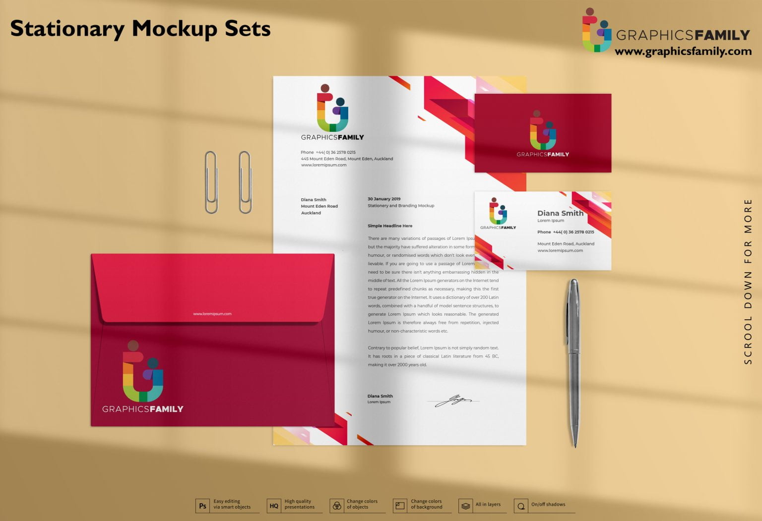 Download Stationery Mockup Sets Free PSD - GraphicsFamily