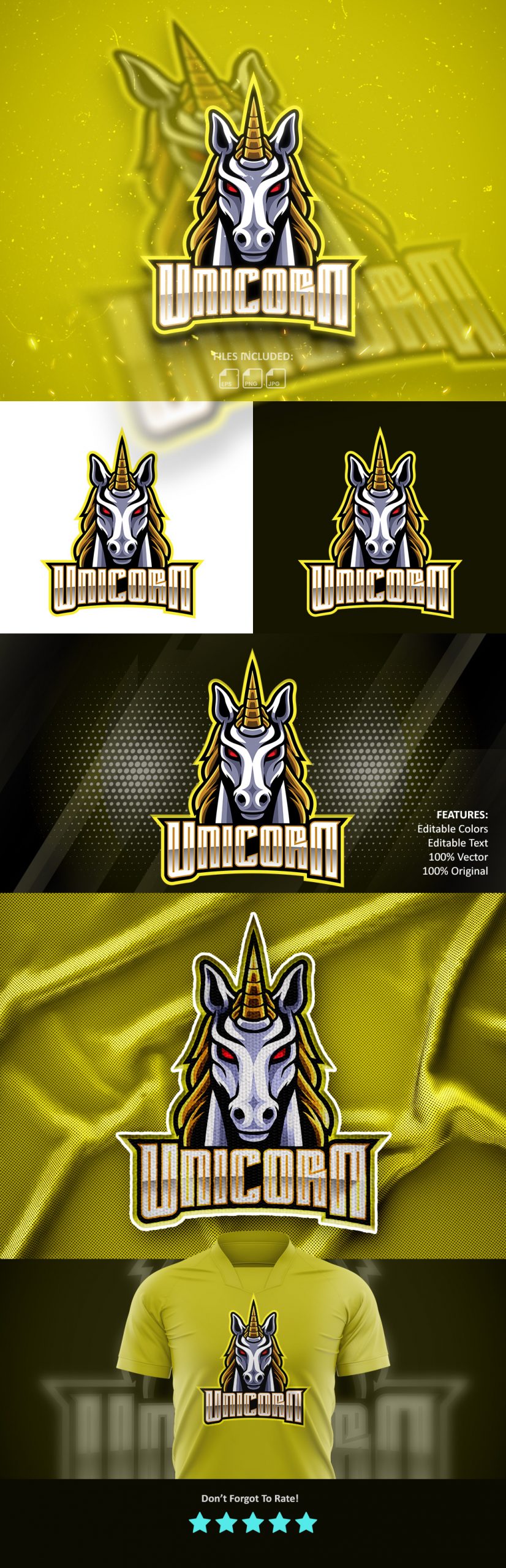 Unicorn Esports Mascot Logo Free Download