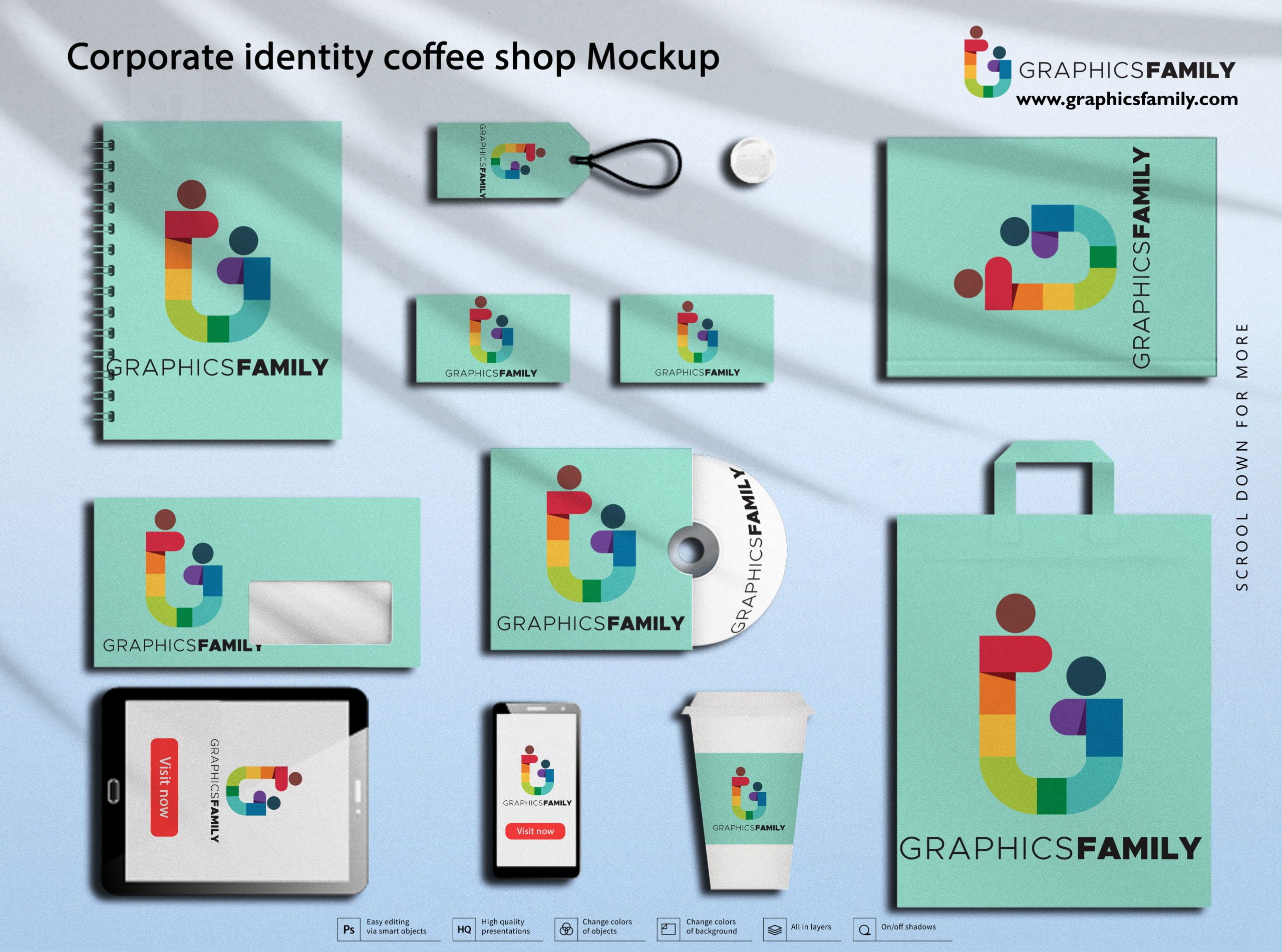 Download Corporate Identity Coffee Shop Mockup Graphicsfamily