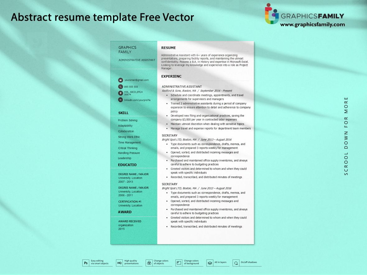 Abstract resume template Free Vector