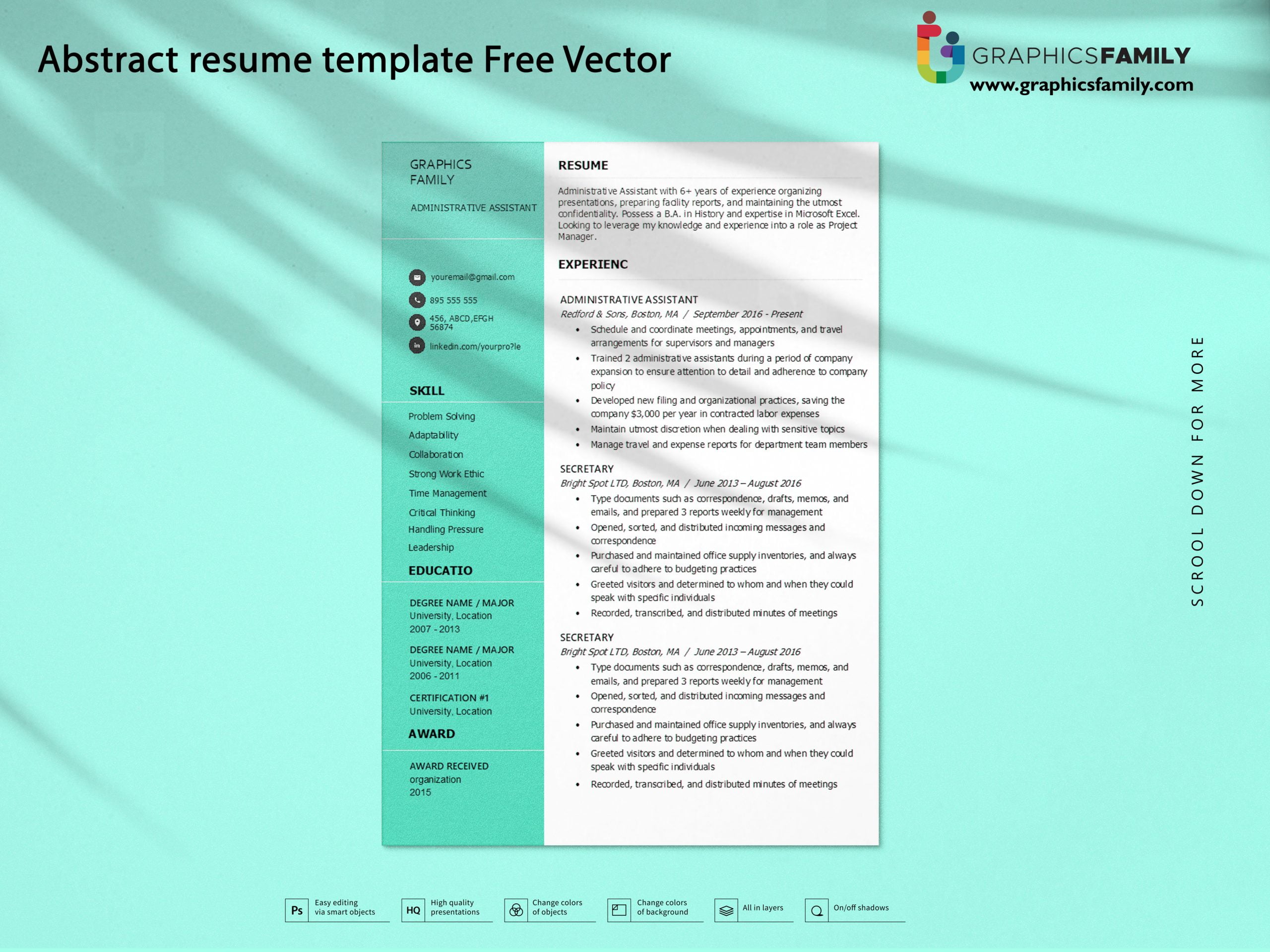 Abstract resume template Free Vector GraphicsFamily