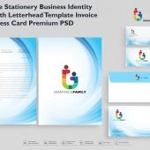 Corporate Stationery Business Identity Design with Letterhead Template Invoice and Business Card Premium Psd
