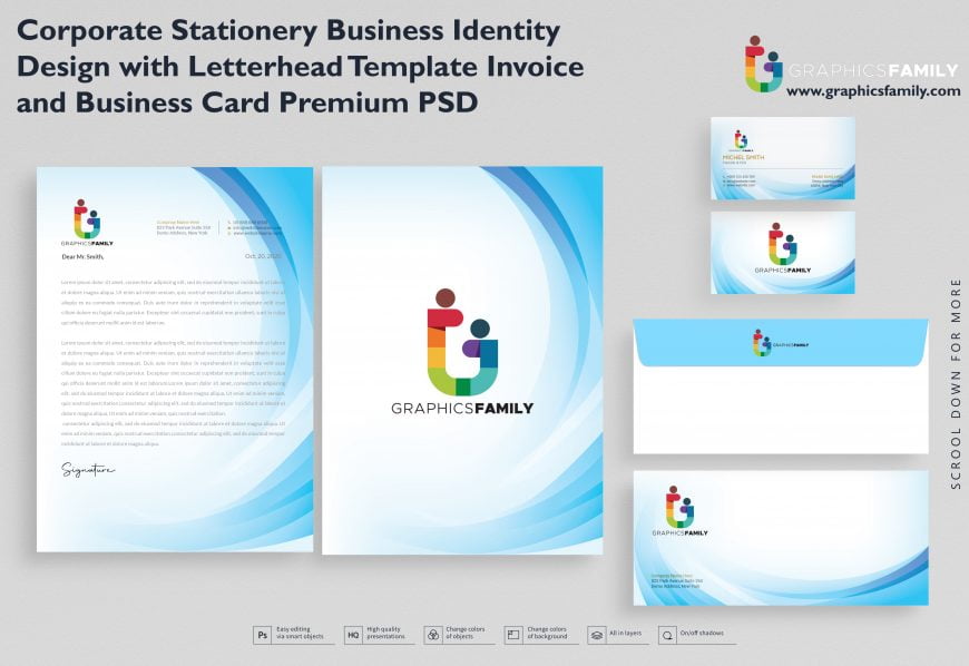 Corporate Stationery Business Identity Design with Letterhead Template