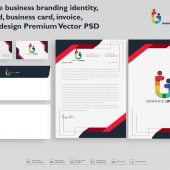 Corporate business branding identity, letterhead, business card, invoice, envelope design Premium PSD