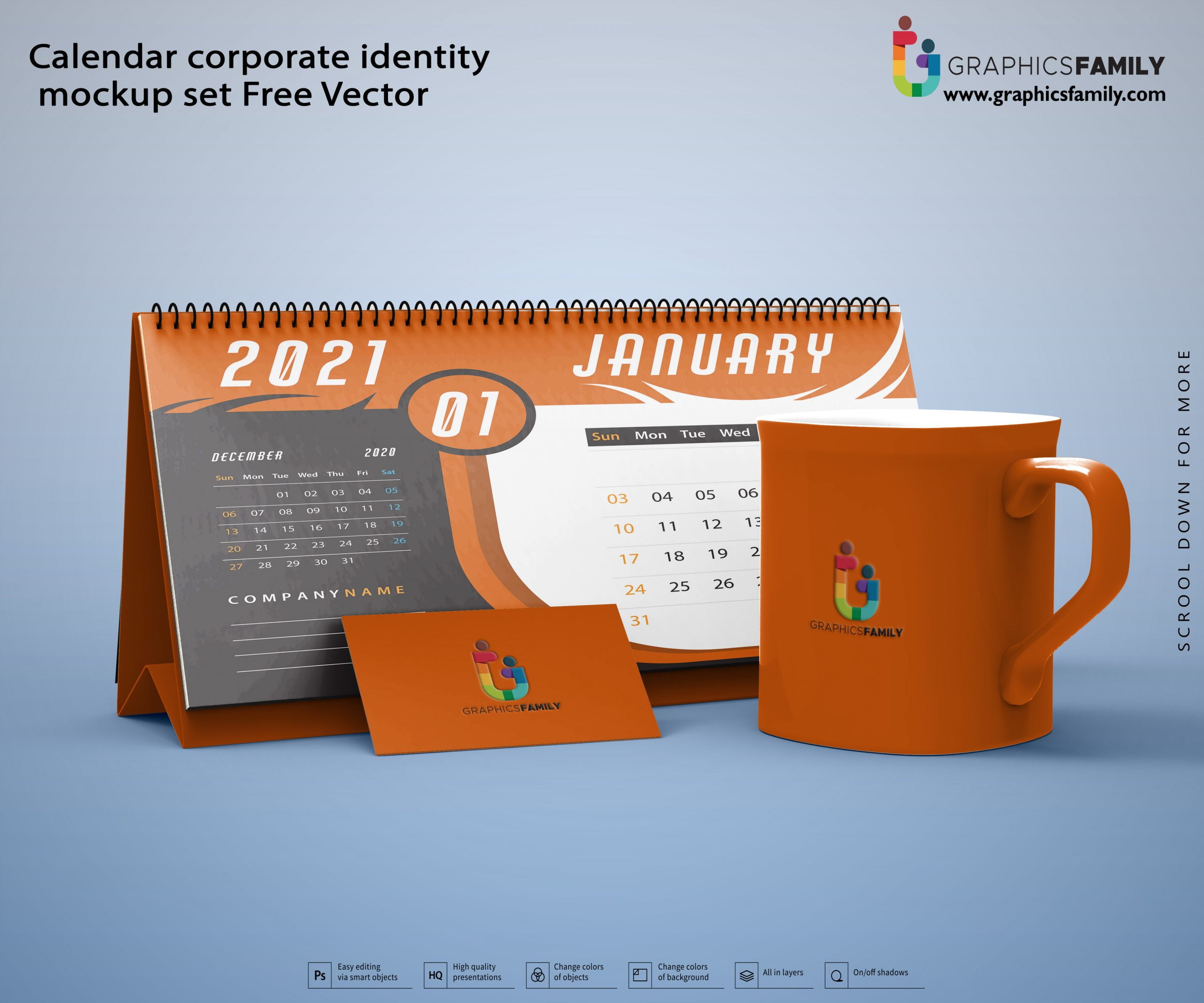 Download Calendar corporate identity mockup set Free Vector - GraphicsFamily