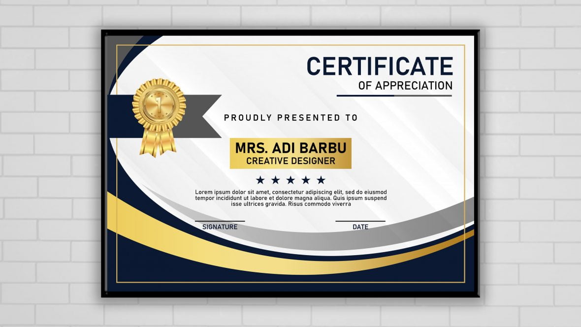 Certificate of Achievement Template Free PSD