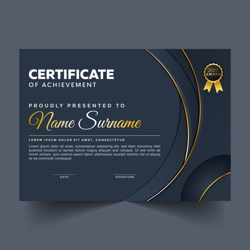 👨‍🎓 Certificate of Merit Template – GraphicsFamily