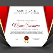 Certificate of appreciation luxury red theme template design