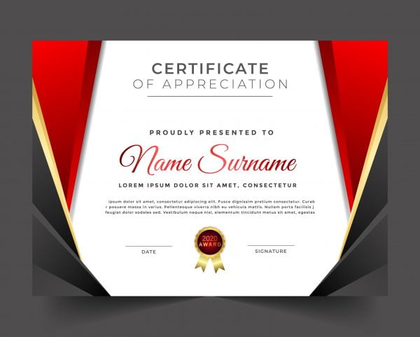 Certificate of appreciation luxury red theme template design ...