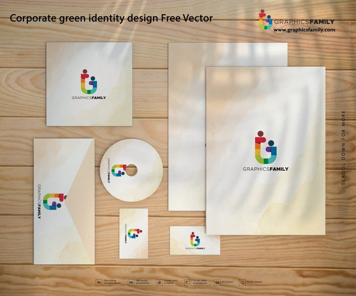 Corporate green identity design Free Vector