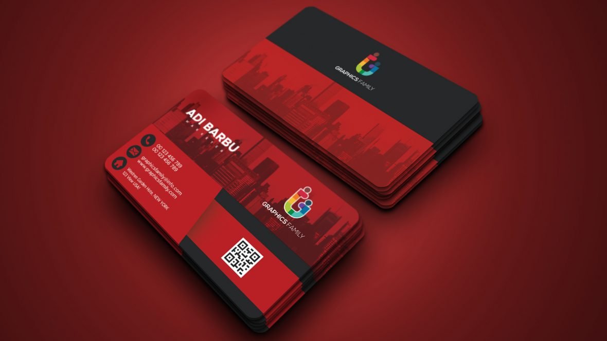 Dark red Real Estate Business Card Professional Template Design