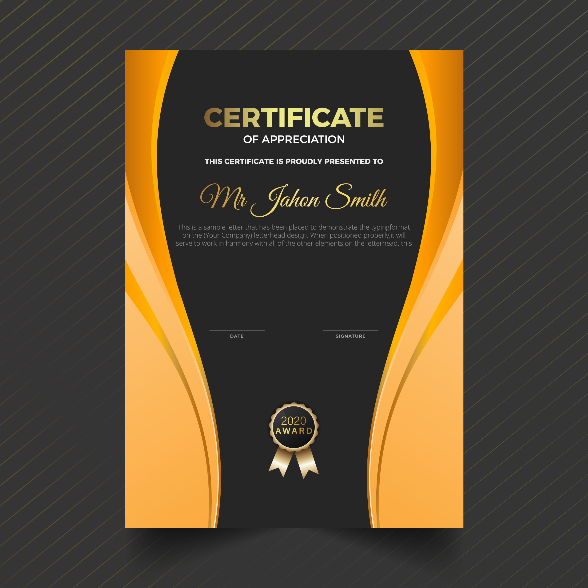 template certificate of appreciation