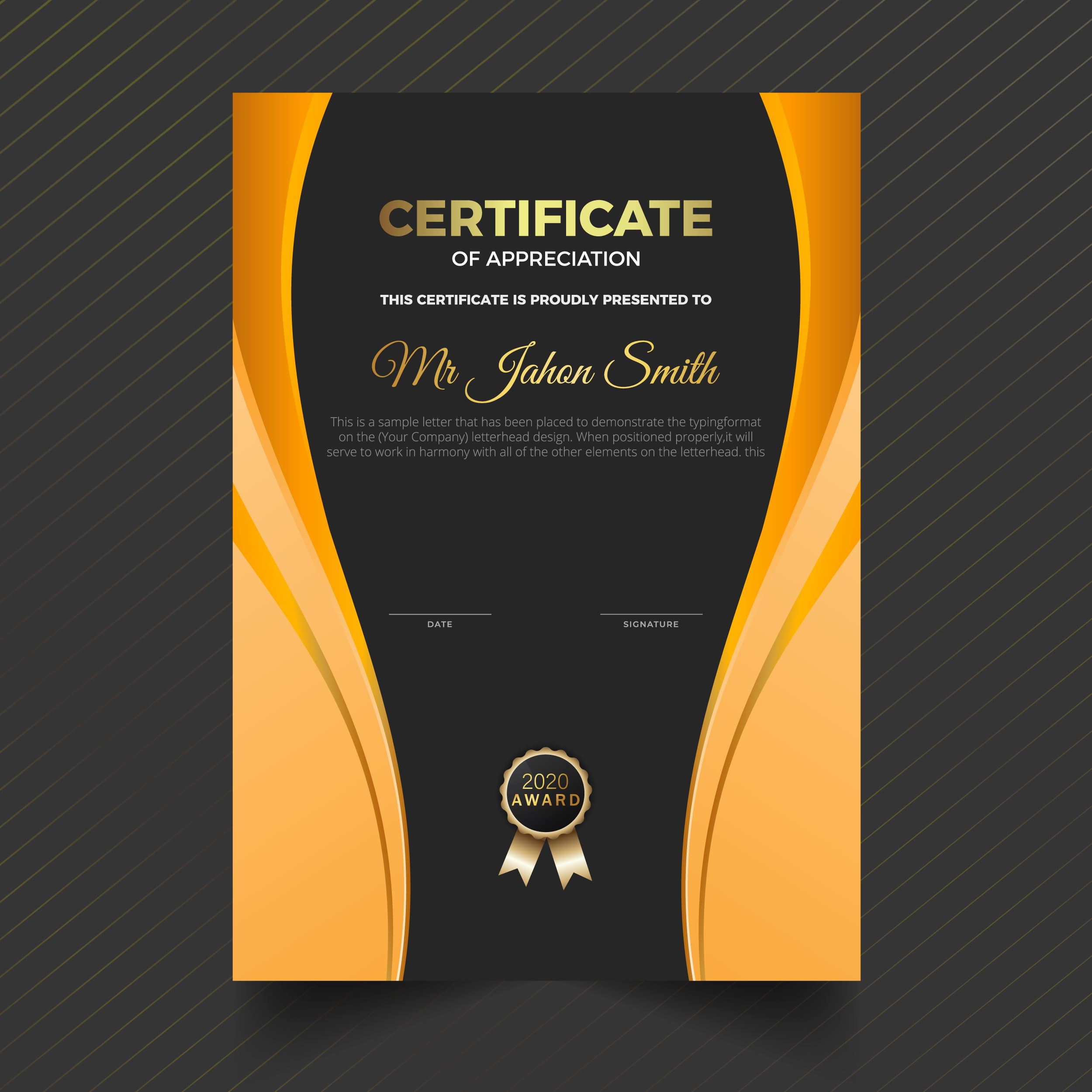  Editable Portrait Certificate Of Appreciation Template GraphicsFamily