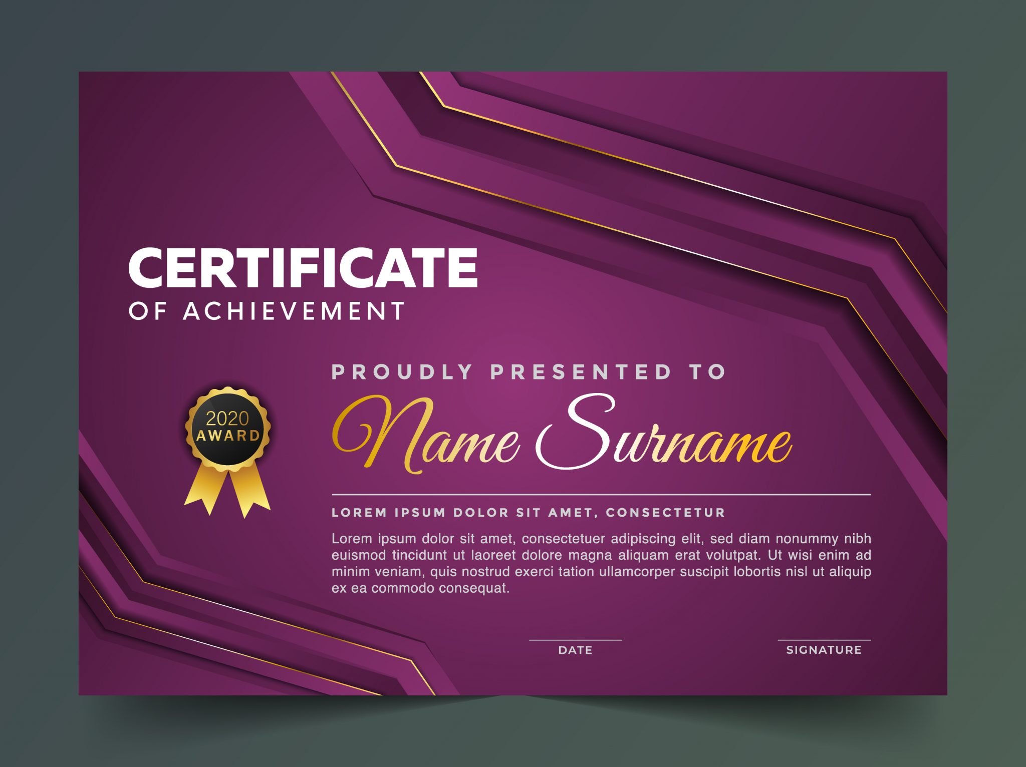 👩‍🦰 ⏫ Elegance Horizontal Certificate With Vector Illustration ...