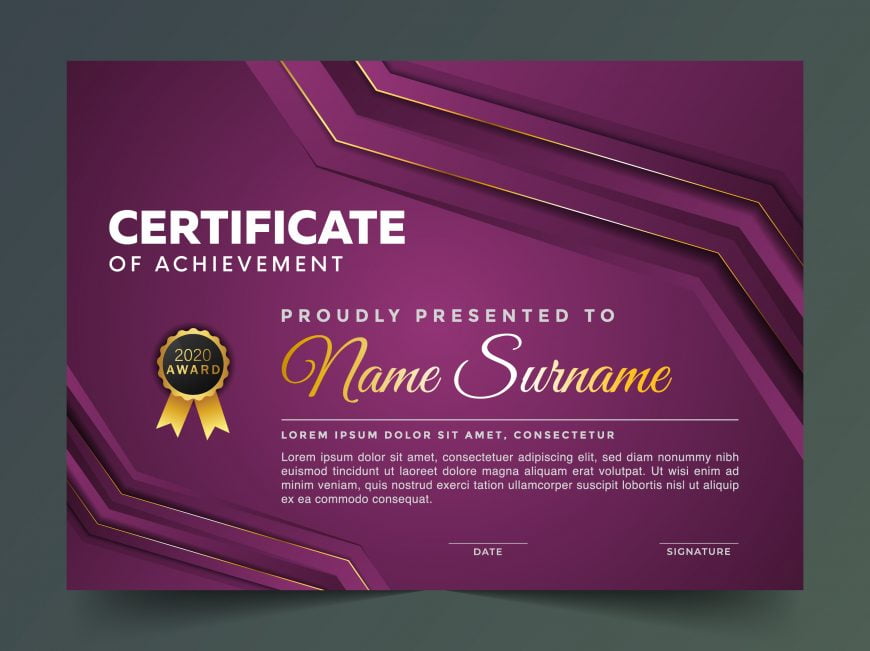 ⏫ Elegance Horizontal Certificate With Vector Illustration