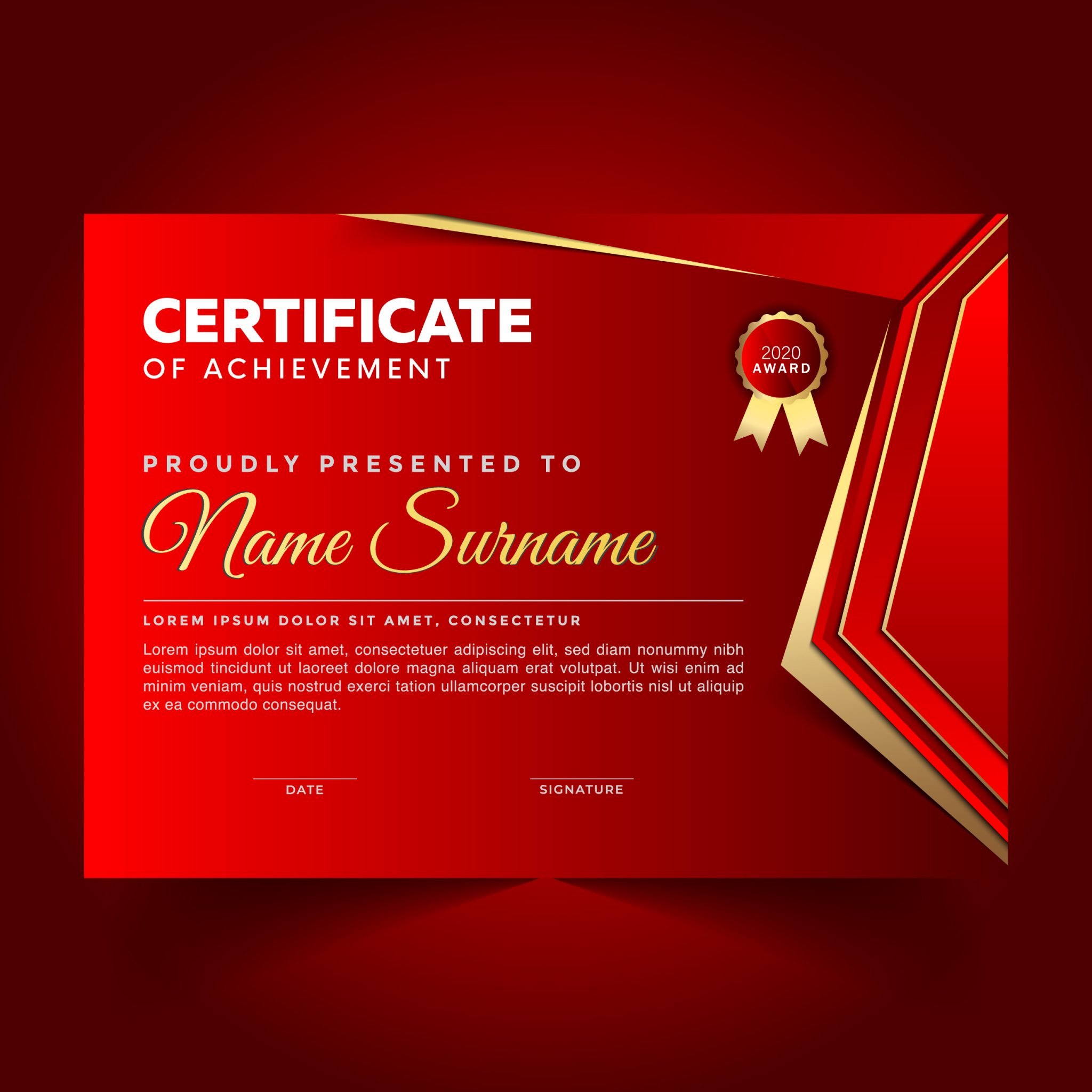 👩🏾‍🎓 🧧 Elegant Red Certificate of Achievement Template Design ...