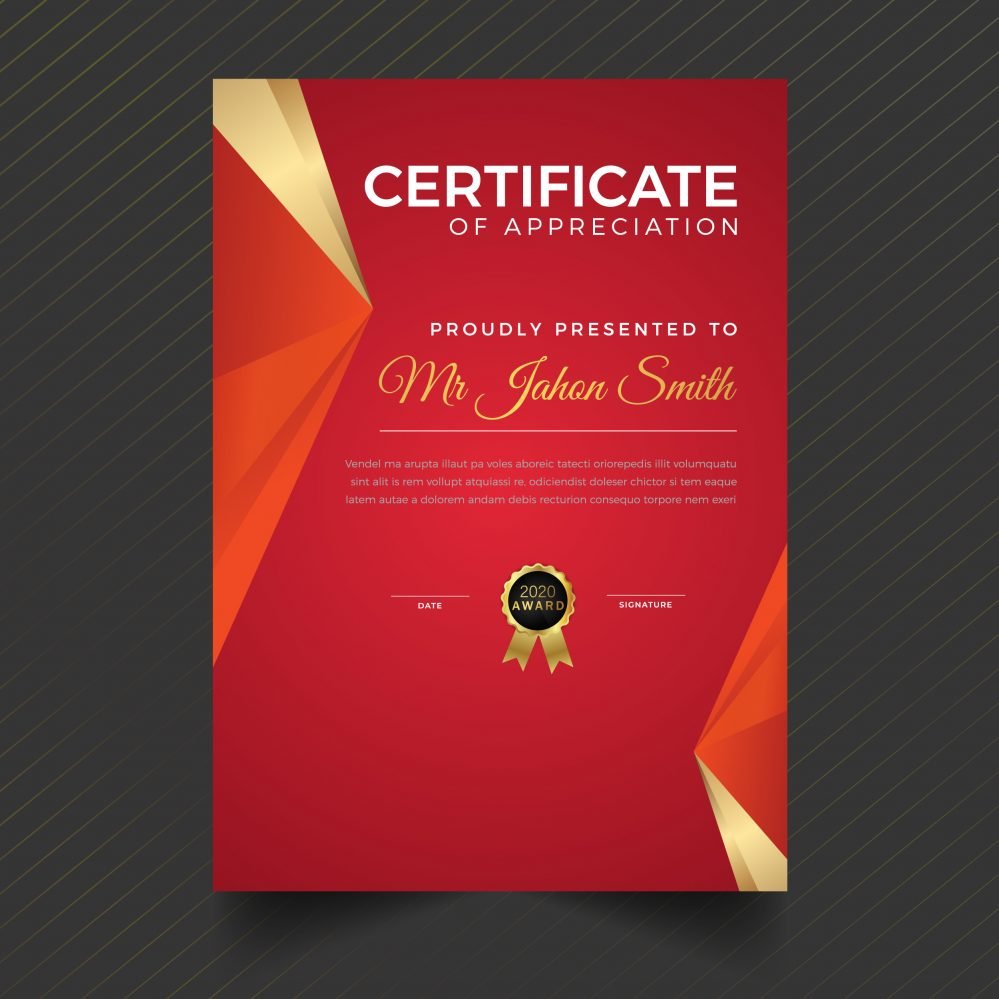 🀄🔴 Elegant Red and Gold Portrait Style Diploma Certificate Template