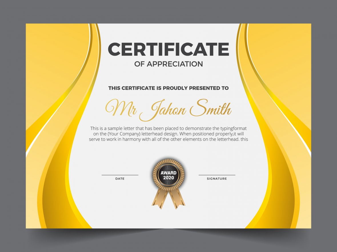 Elegant certificate template with gold details