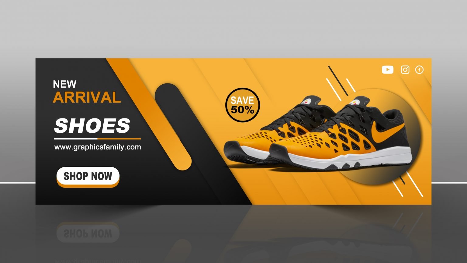 Facebook Shoes Sale Timeline Cover Banner Free PSD 1536x864 