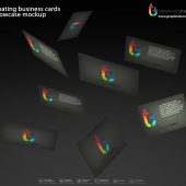 Floating business cards showcase mockup