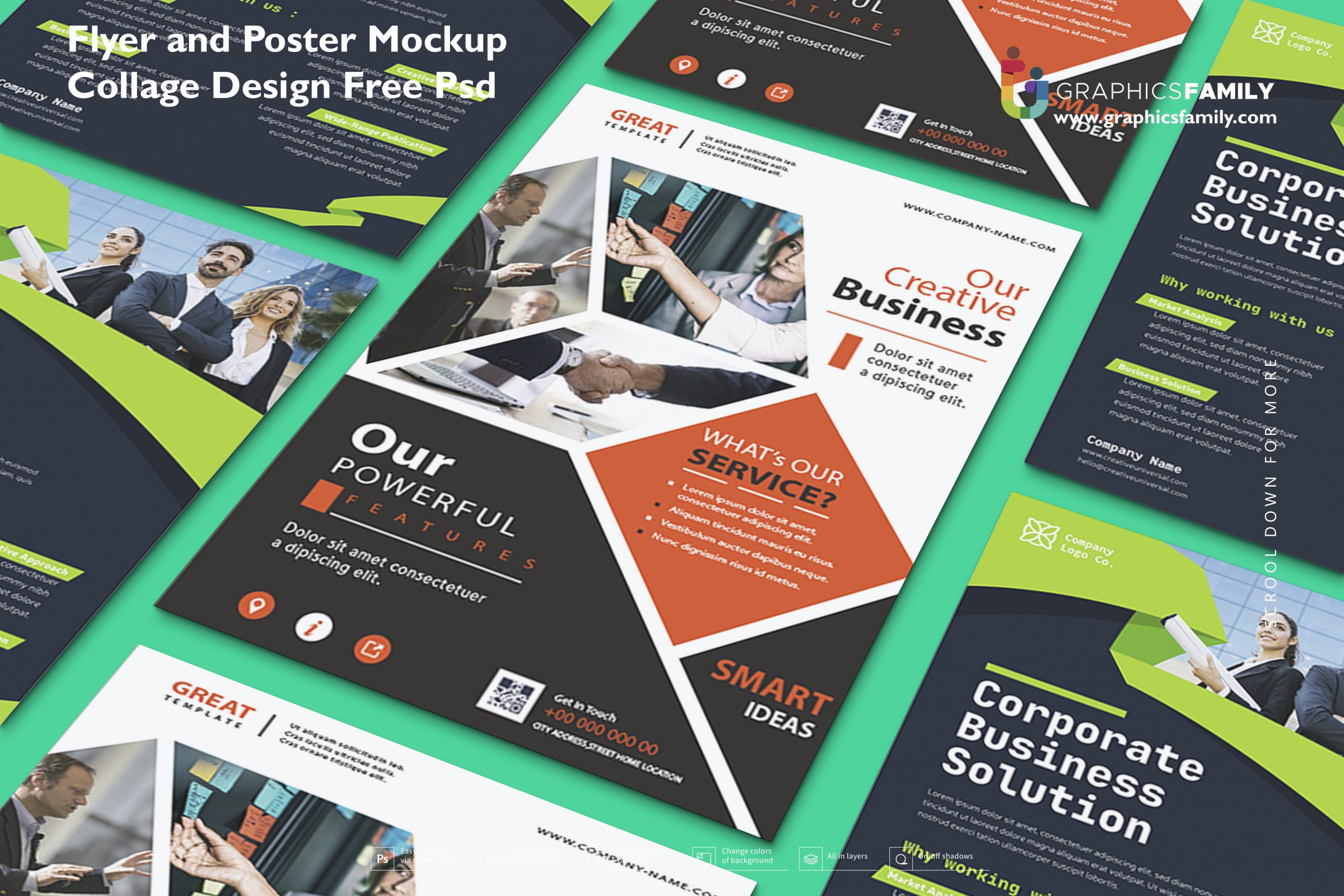 Flyer and Poster Mockup Collage Design Free Psd