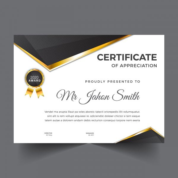 🤝🤵 Free Abstract Certificate Template of Appreciation – GraphicsFamily