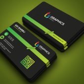 Free Business Card Template with Green Line Design