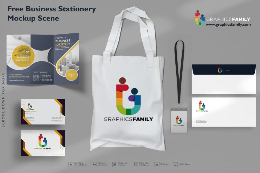 Free Business Stationery Mockup Scene Download