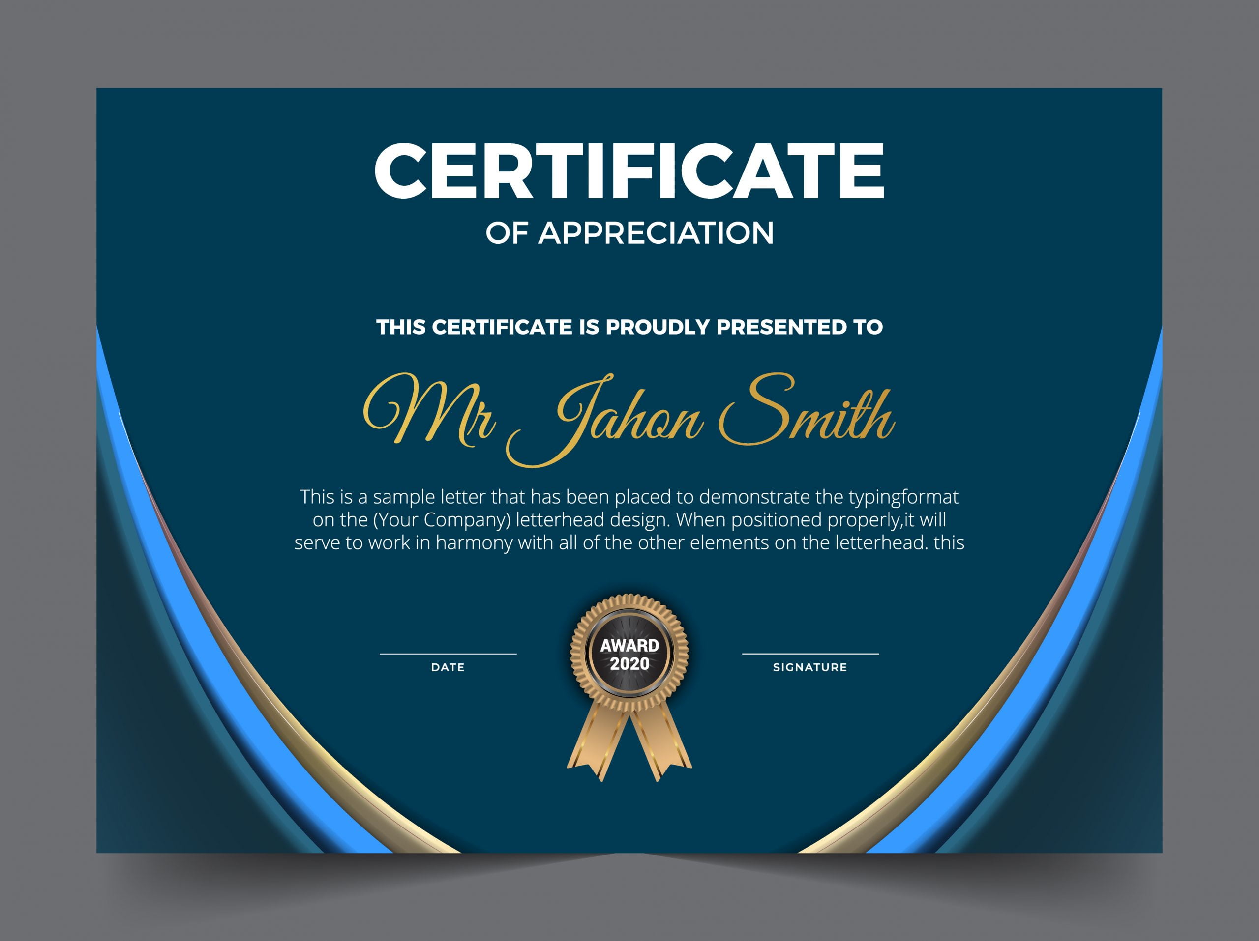 🤵🏿 ️ Free Certificate Of Appreciation Award Template GraphicsFamily