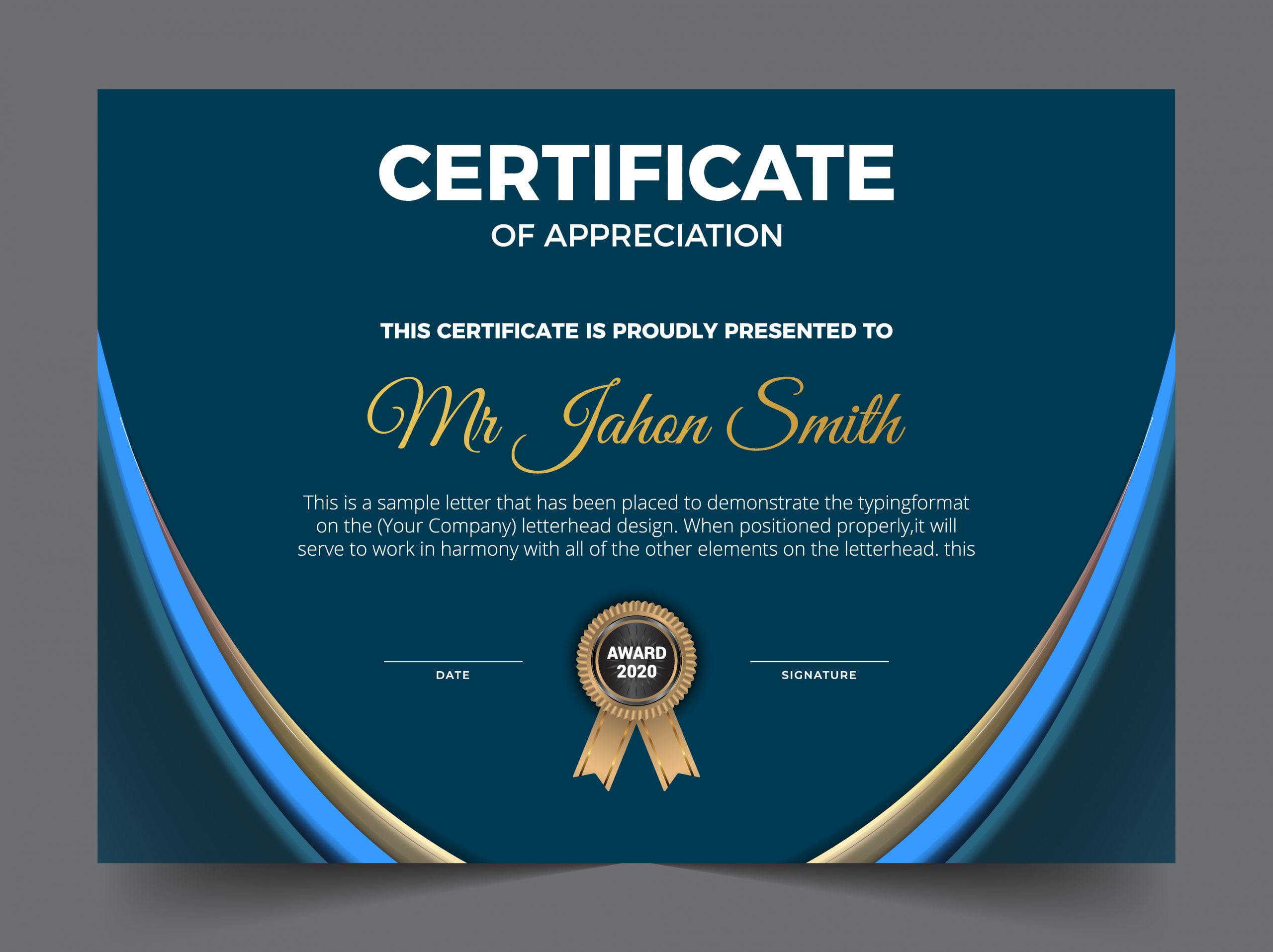 Sample Certificate Of Appreciation Free