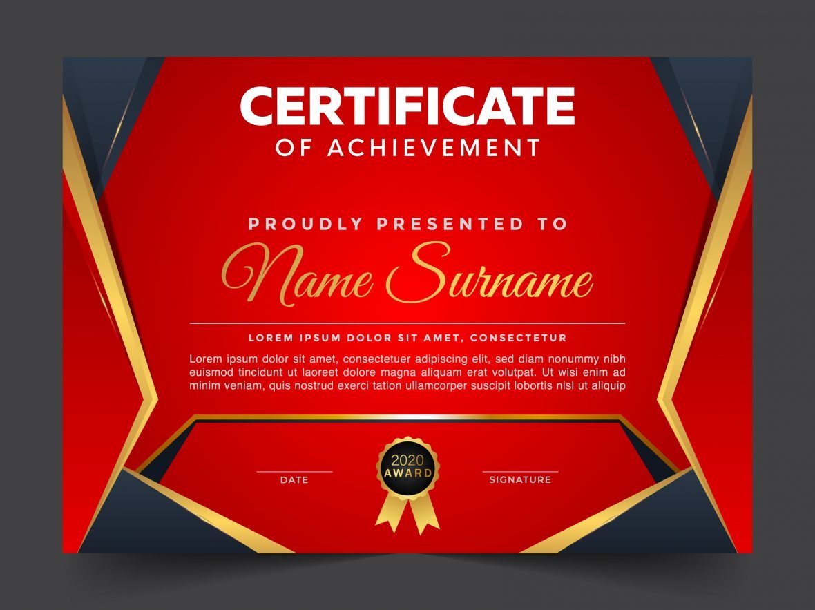 Free Certificate of achievement template