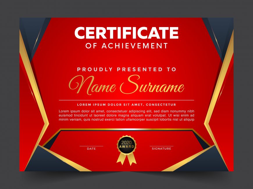 Free Certificate of achievement template
