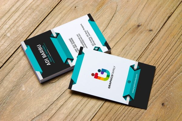 Vertical 3D Business Card Design – GraphicsFamily