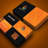 Free Elegant Orange and Black Business Card Template