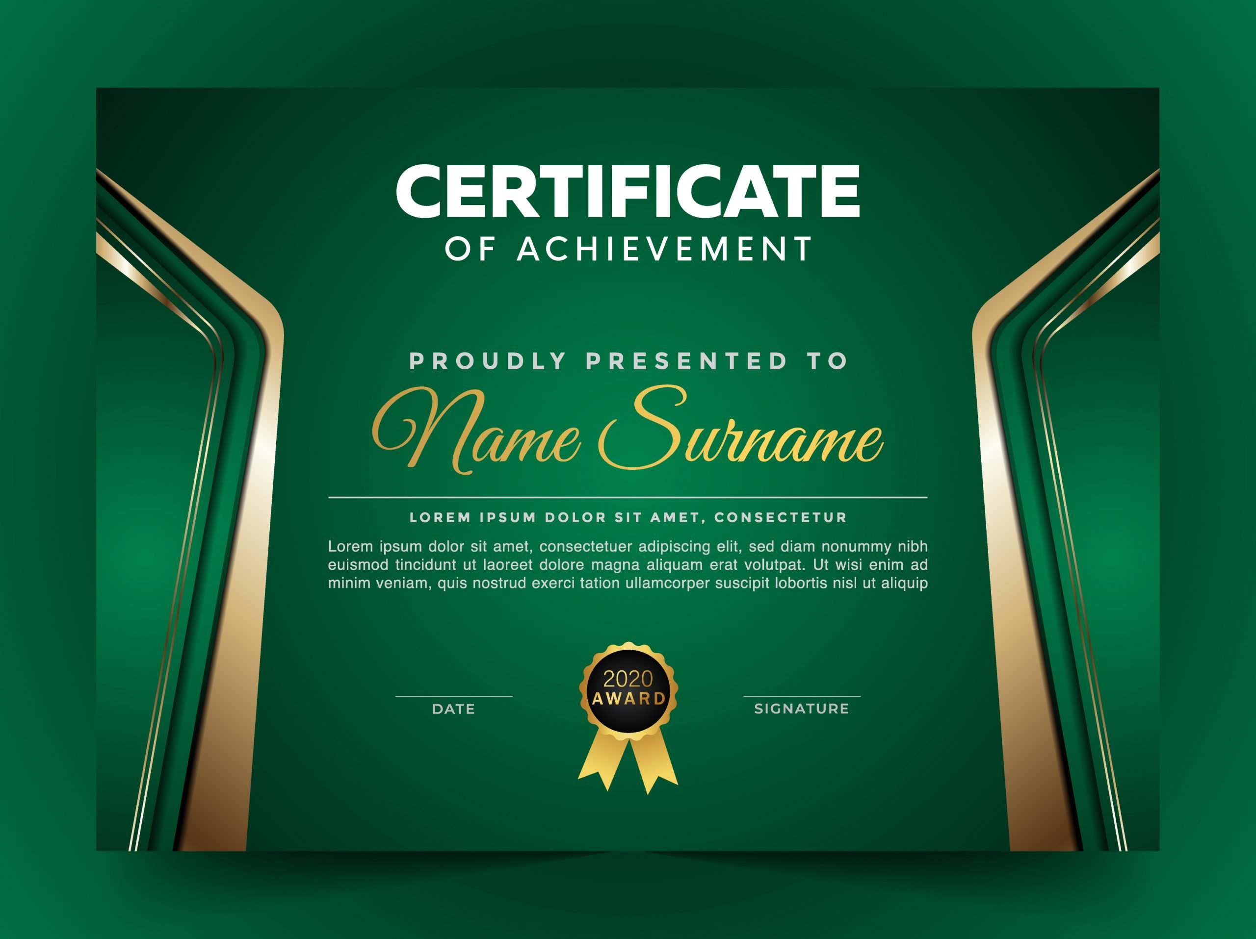  Free Green Certificate Design Template GraphicsFamily