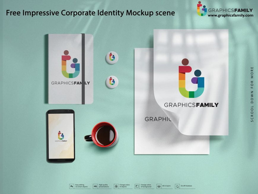 Free Impressive Corporate Identity Mockup scene