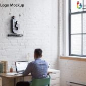 Free Interior Office Wall 3D Logo Mockup