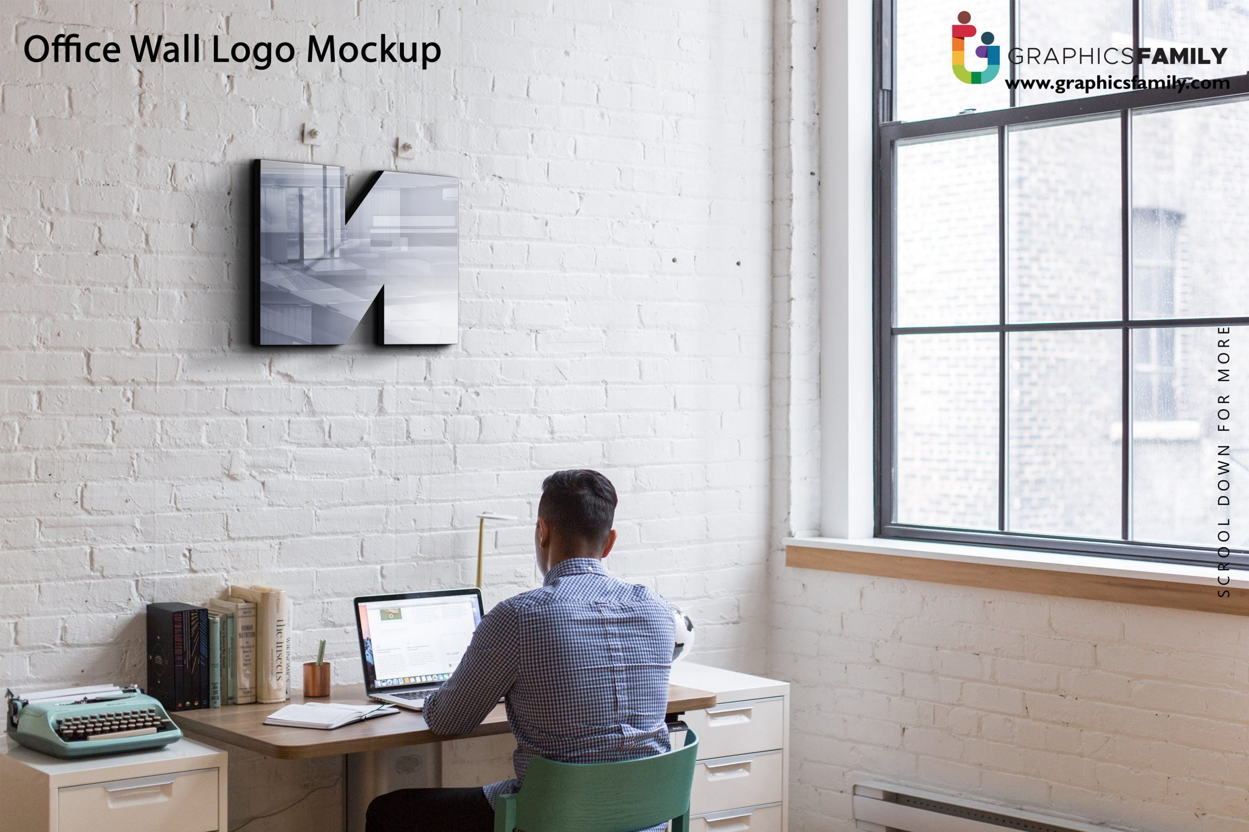 Free Interior Office Wall 3D Logo Mockup Download