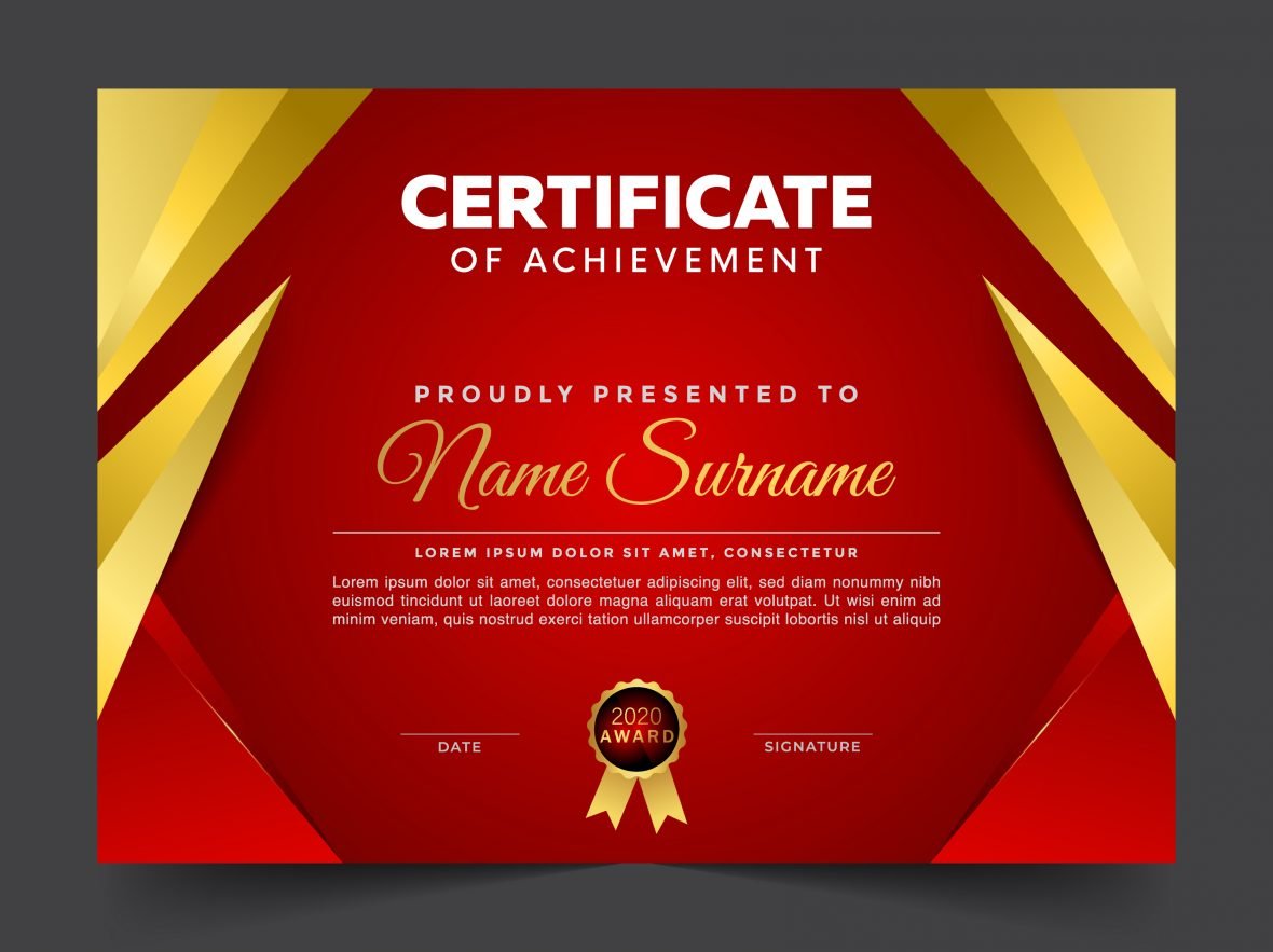 Free Luxury Red and Gold Certificate Design