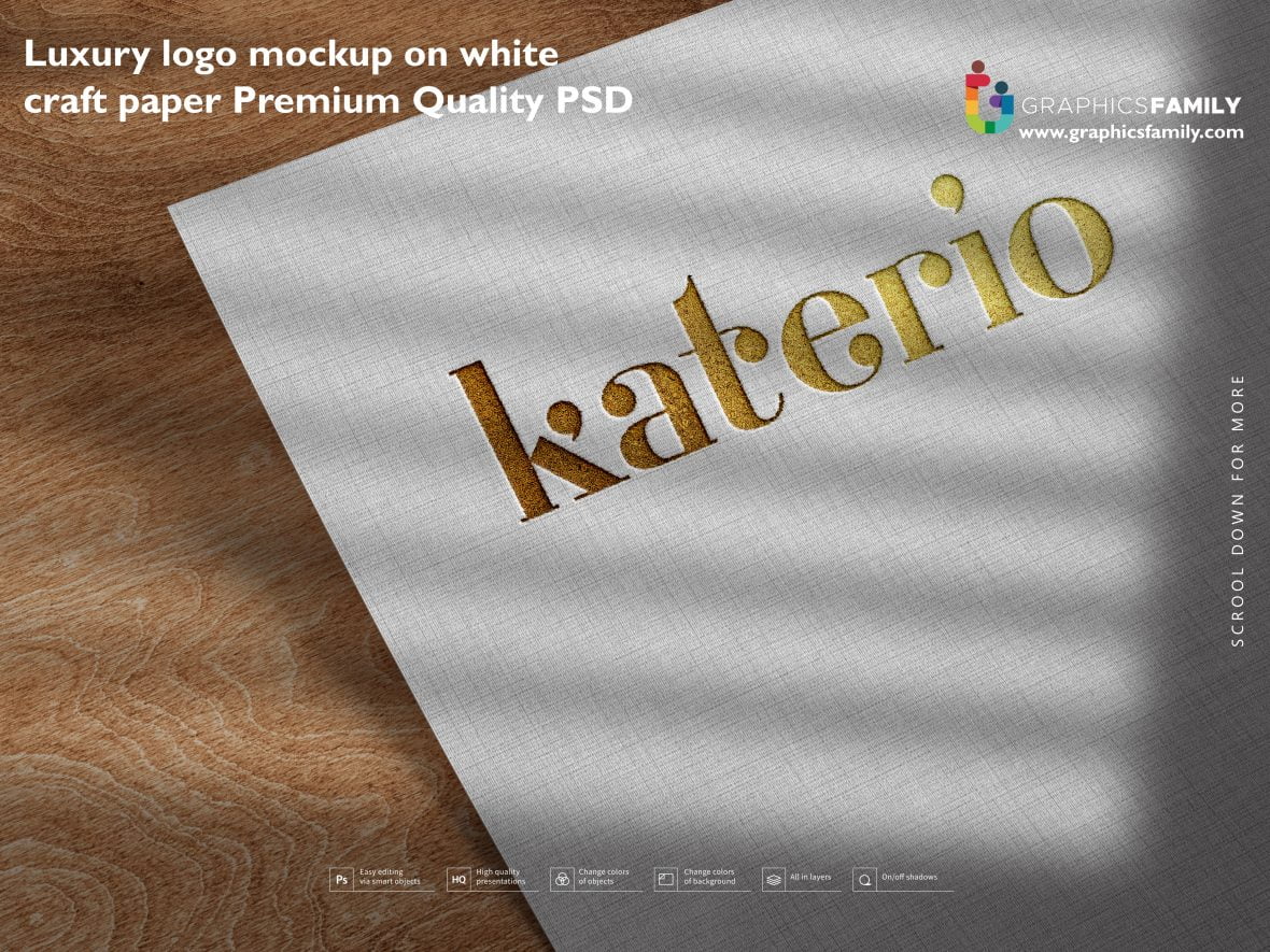 Download Luxury logo mockup on white craft paper Premium Quality ...