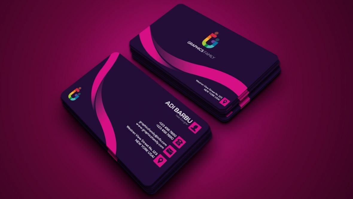 Free Pink Abstract Business Card Design