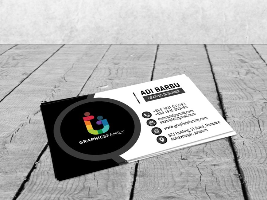 Simple Black and White Business Card Design – GraphicsFamily