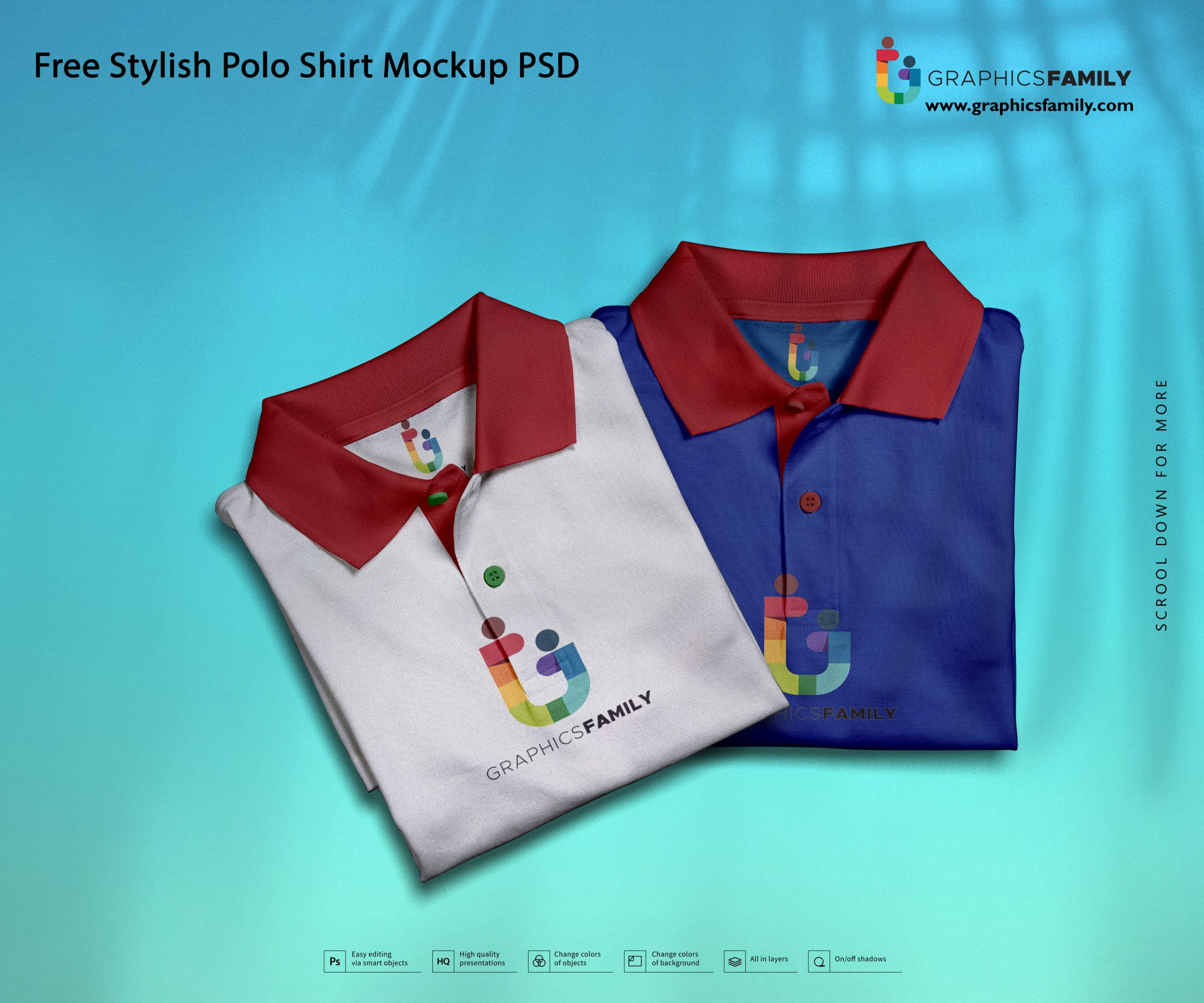 🏷️ Stylish Polo Shirt Mockup PSD – GraphicsFamily