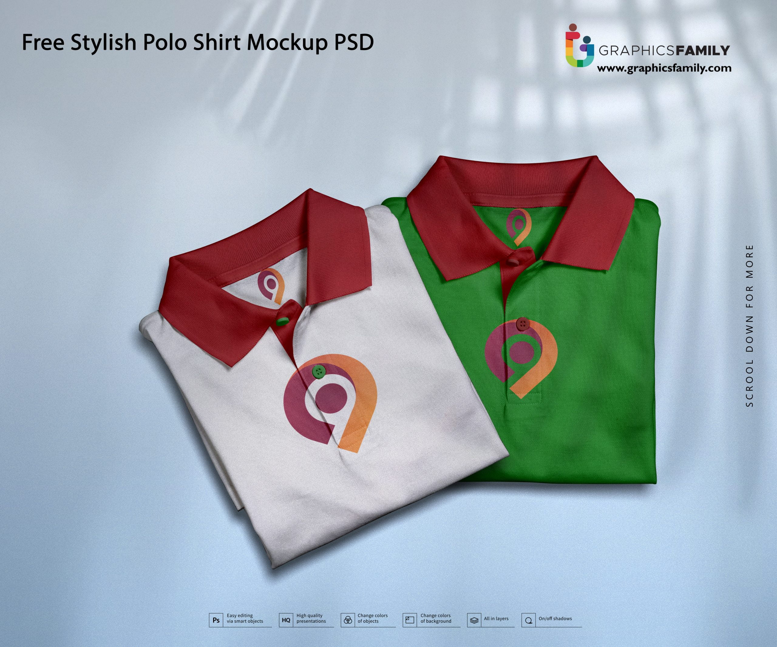 Free Stylish Polo Shirt Mockup PSD