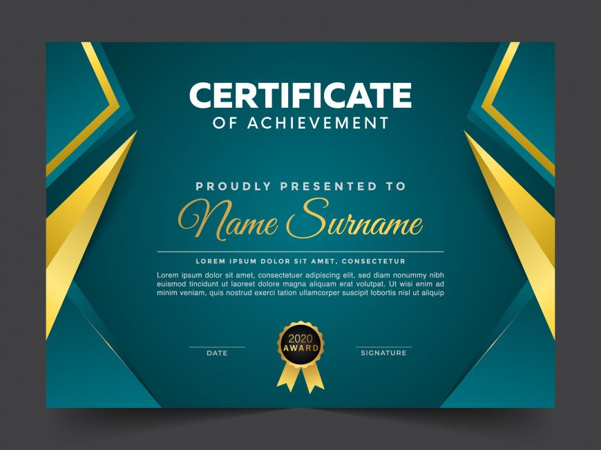 Geometric premium golden multipurpose certificate template