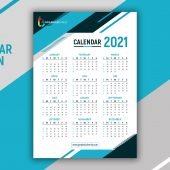 Geometric Style Professional 2021 Calendar Blue Design Template Free Vector