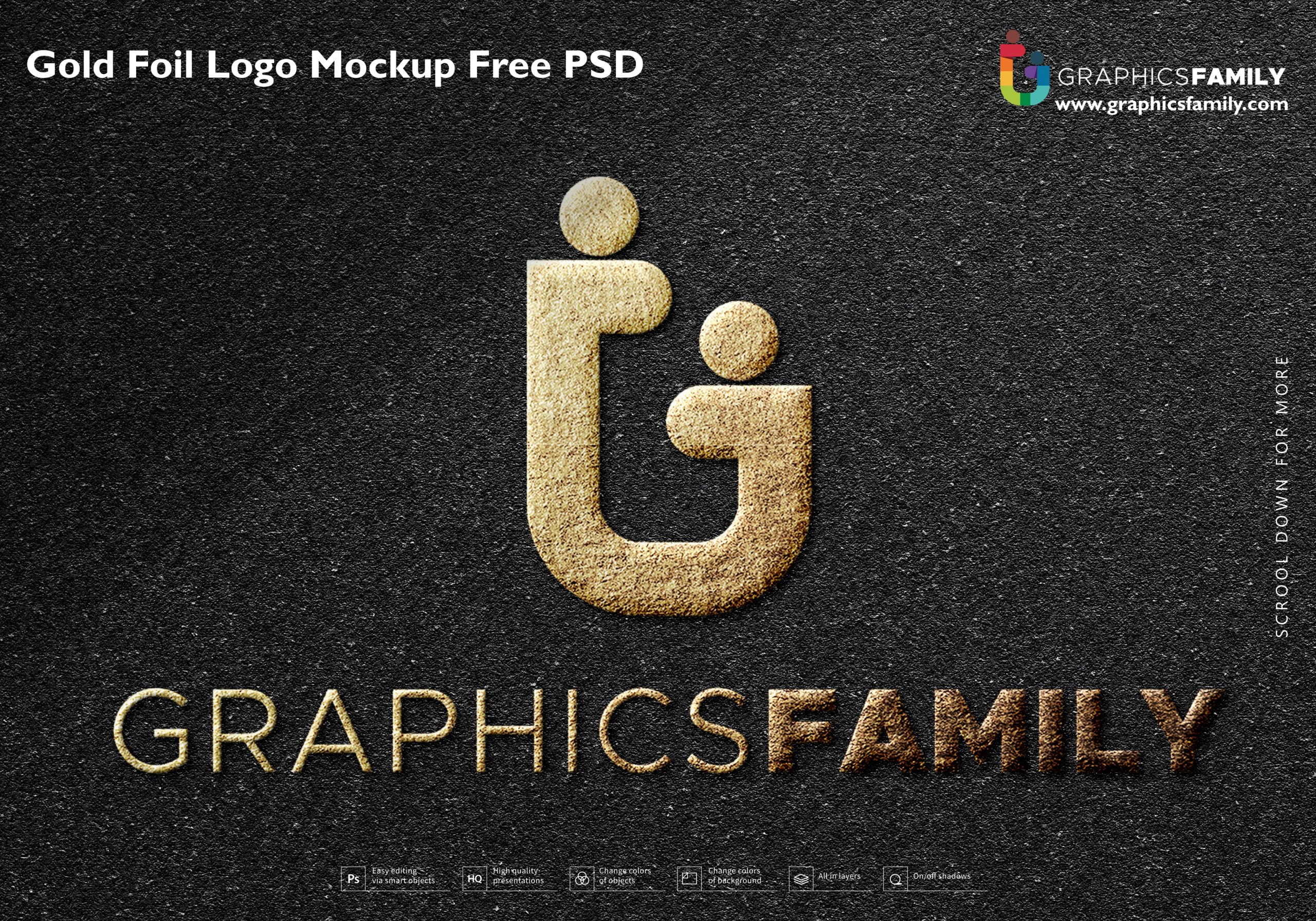 Download Gold Foil Logo Mockup Free PSD - GraphicsFamily