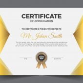 Golden classic certificate of achievement template