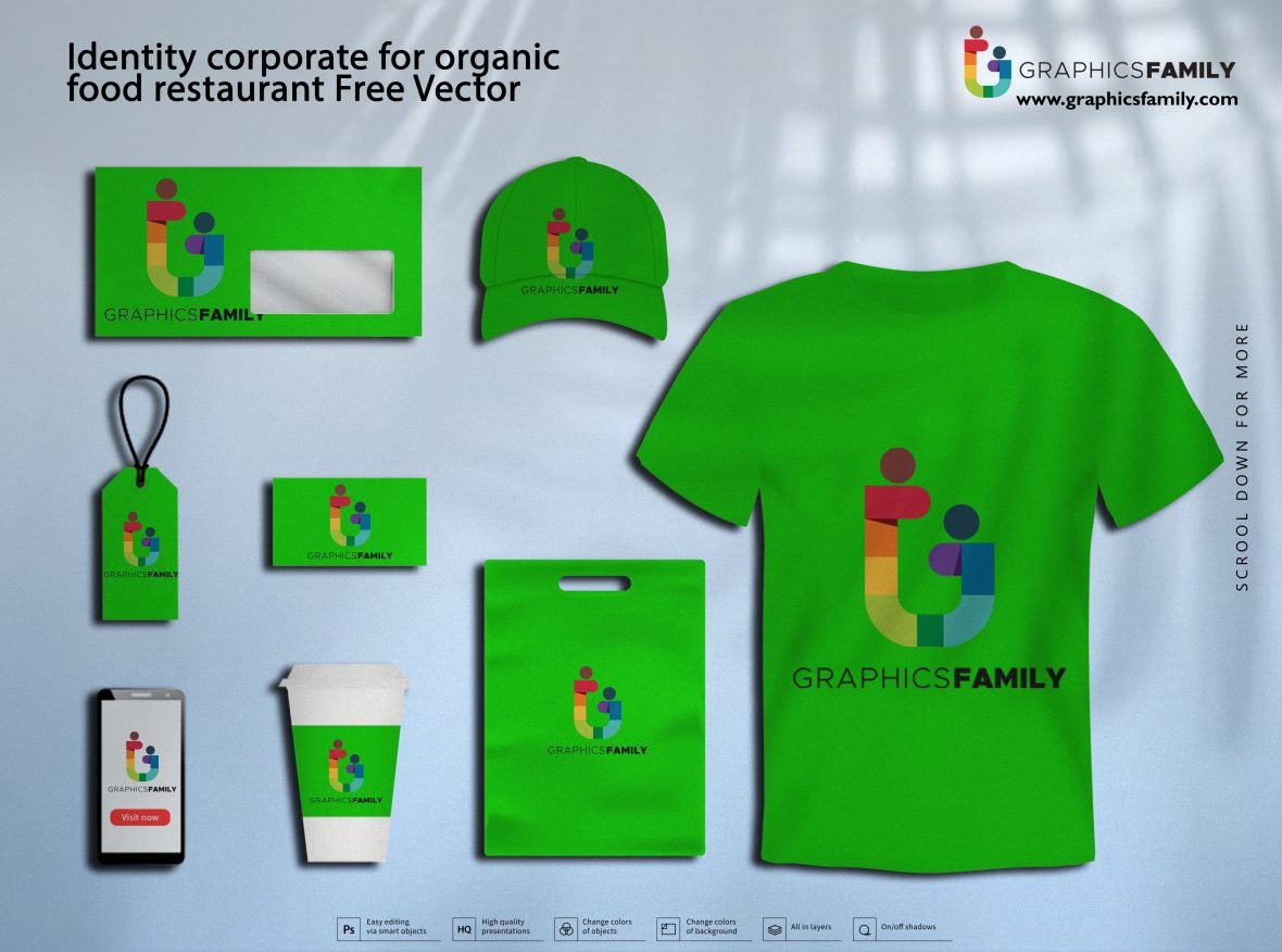 Identity corporate for organic food restaurant Free Vector