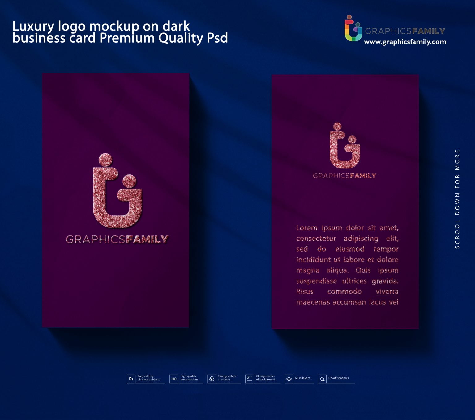 Luxury logo mockup on dark business card Premium Quality Psd - GraphicsFamily